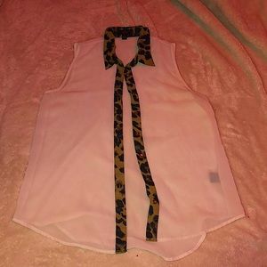 White/leopard button down.